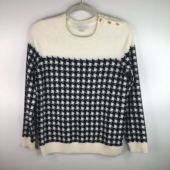 Charter Club checkered  sweater black/cream size S - Picture 1 of 6